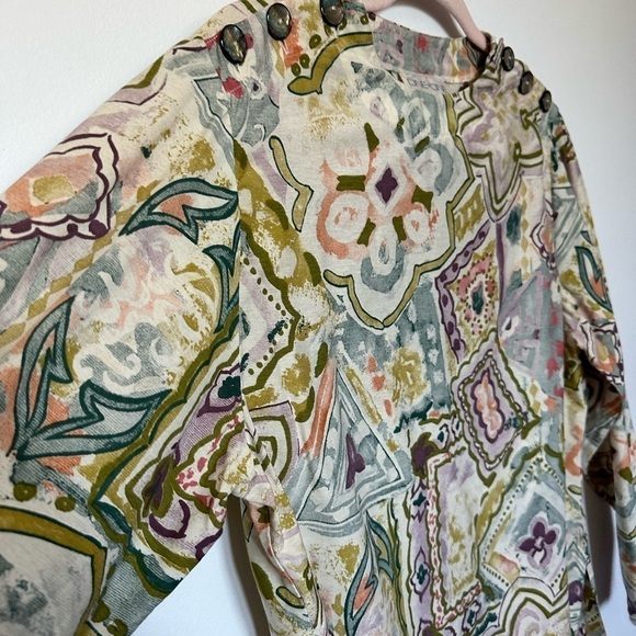 Vintage Top Floral Paisley Design Hippie Boho Festival Multicoloured Long Sleeve - Picture 7 of 14